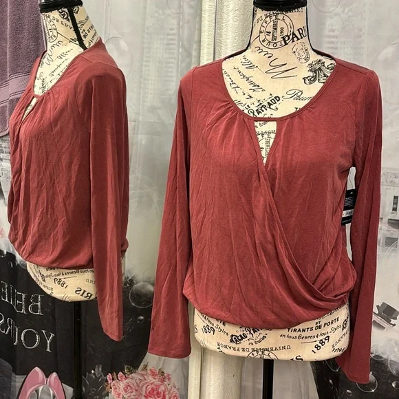 NWT Lucky Brand Faux Wrap Blouse - Picture 1 of 7